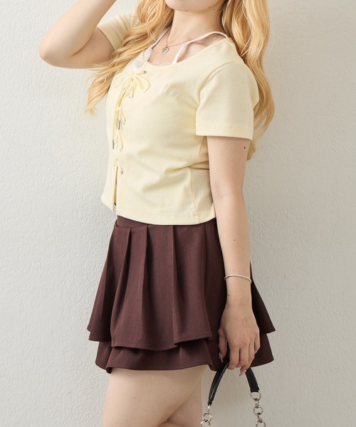continuer de NICE CLAUP（コンティニューデナイスクラップ）の「レースＵＰドッキングプルオーバー（Tシャツ/カットソー・レディース・ブラウン/その他12/イエロー/サックスブルー・FREE）」の18枚目の写真