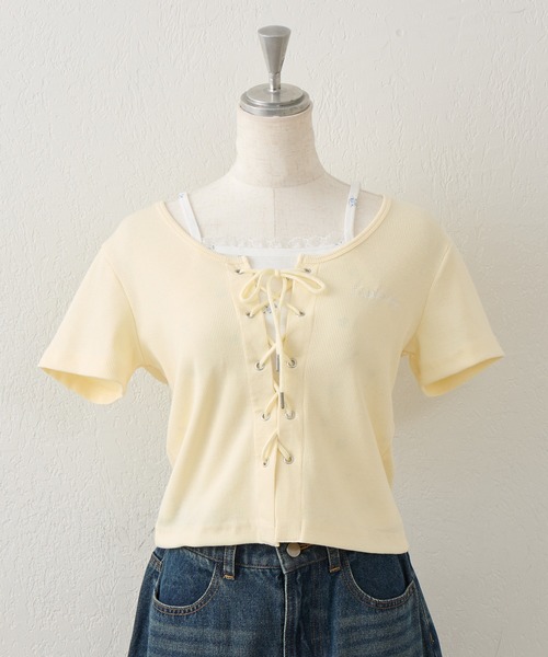 continuer de NICE CLAUP（コンティニューデナイスクラップ）の「レースＵＰドッキングプルオーバー（Tシャツ/カットソー・レディース・ブラウン/その他12/イエロー/サックスブルー・FREE）」の8枚目の写真