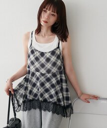 【WEB限定】チェックレースイレヘムキャミチュニック
