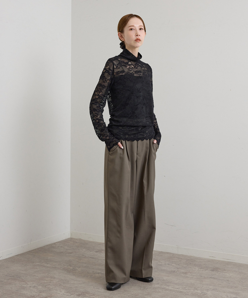 U by SPICK&SPAN(ユーバイスピックアンドスパン)の「ストレッチ起毛レースタートルプルオーバー(Tシャツ/カットソー・レディース・ホワイト/ブラック・FREE)」の10枚目の写真