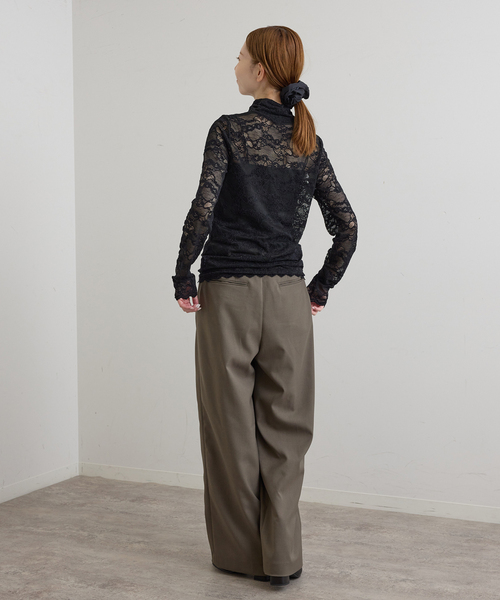 U by SPICK&SPAN(ユーバイスピックアンドスパン)の「ストレッチ起毛レースタートルプルオーバー(Tシャツ/カットソー・レディース・ホワイト/ブラック・FREE)」の11枚目の写真