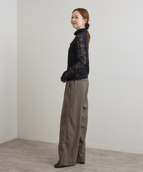 U by SPICK&SPAN(ユーバイスピックアンドスパン)の「ストレッチ起毛レースタートルプルオーバー(Tシャツ/カットソー・レディース・ホワイト/ブラック・FREE)」の12枚目の写真