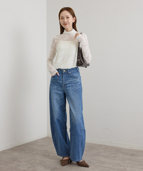 U by SPICK&SPAN(ユーバイスピックアンドスパン)の「ストレッチ起毛レースタートルプルオーバー(Tシャツ/カットソー・レディース・ホワイト/ブラック・FREE)」の18枚目の写真