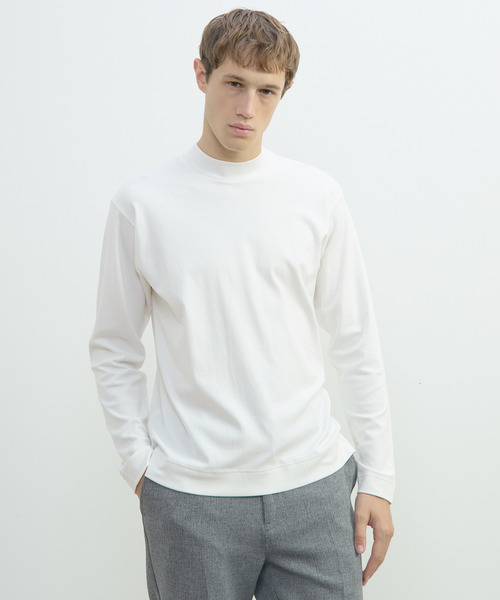 MEN'S MELROSE(メンズメルローズ)の「スビンプラチナムモックネックTシャツ(Tシャツ/カットソー・メンズ・ブラック/ホワイト/ネイビー・2/4/3)」の1枚目の写真