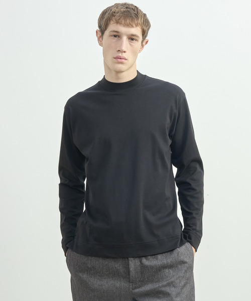 MEN'S MELROSE(メンズメルローズ)の「スビンプラチナムモックネックTシャツ(Tシャツ/カットソー・メンズ・ブラック/ホワイト/ネイビー・2/4/3)」の2枚目の写真