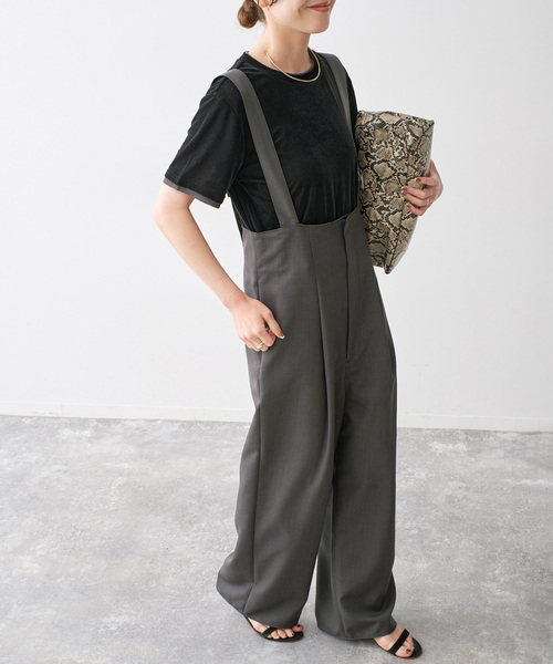 Spick & Span(スピックアンドスパン)の「プレーンクロスサスペンダーパンツ(その他パンツ・レディース・モカ/チャコールグレー・38/36)」の1枚目の写真