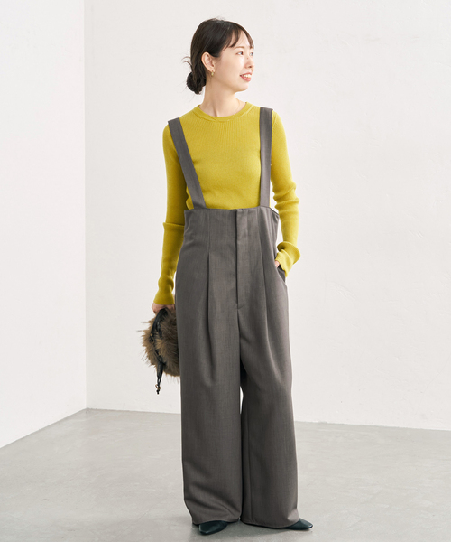 Spick & Span(スピックアンドスパン)の「プレーンクロスサスペンダーパンツ(その他パンツ・レディース・モカ/チャコールグレー・38/36)」の4枚目の写真