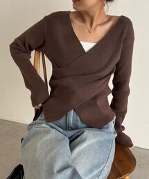 【WEB限定】クロスVネックニット