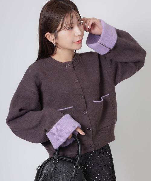 Riberry(リベリー)の「アルパカタッチ配色ラインニットカーディガン(カーディガン/ボレロ・レディース・ブラウン/ブラック/チャコールグレー/グレー/アイボリー・FREE)」の5枚目の写真