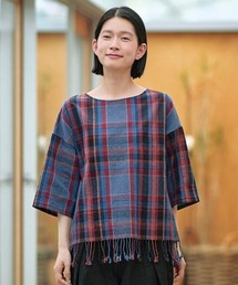 サニークラウズ　結び房のチェックトップス