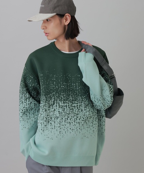 LAKOLE(ラコレ)の「グラデスポンジニットプルオーバー / 1073438(ニット/セーター・メンズ・ネイビー/ベージュ/グリーン・MEDIUM/LARGE)」の1枚目の写真