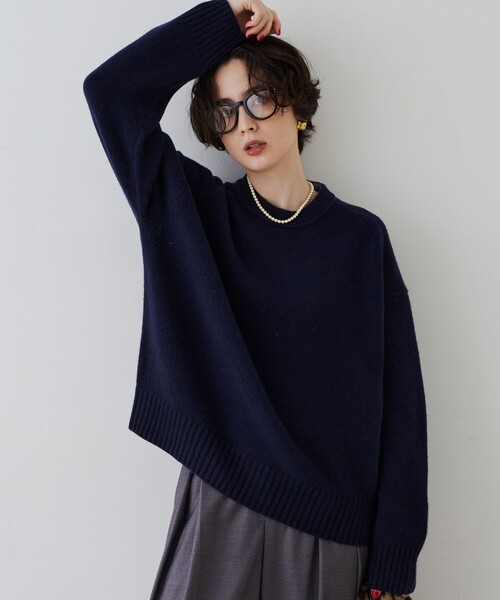 Rouge vif(ルージュヴィフ)の「クィーンズタウンウールクルーネックニットプルオーバー(ニット/セーター・レディース・レッド/グレー/ネイビー・フリー)」の3枚目の写真