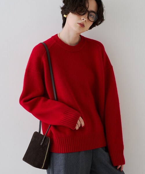 Rouge vif(ルージュヴィフ)の「クィーンズタウンウールクルーネックニットプルオーバー(ニット/セーター・レディース・レッド/グレー/ネイビー・フリー)」の1枚目の写真