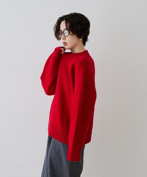 Rouge vif(ルージュヴィフ)の「クィーンズタウンウールクルーネックニットプルオーバー(ニット/セーター・レディース・レッド/グレー/ネイビー・フリー)」の18枚目の写真