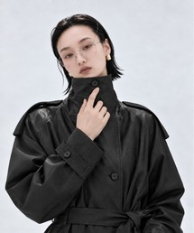STUDIOUS(�X�e���f�B�I�X)�́ySTUDIOUS/�X�e���f�B�I�X�zLeather Belted Short Trench Coat/���U�[�x���e�b�h�V���[�g�g�����`�R�[�g(�g�����`�R�[�g)