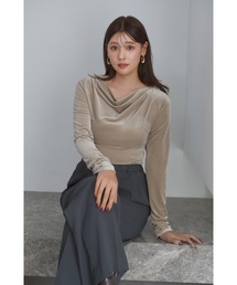 Velour Drape Neck Top