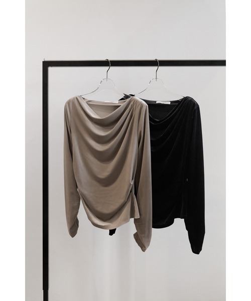 Her lip to(ハーリップトゥー)の「Velour Drape Neck Top(Tシャツ/カットソー・レディース・ベージュ/ブラック・S/M)」の10枚目の写真
