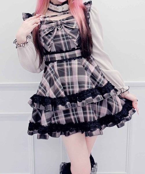 MA*RS(アメーバーマーズ)の「ハートチャームテープ×りぼんワンピース(ワンピース・レディース・ピンク/ネイビー/ブラック・FREE)」の3枚目の写真