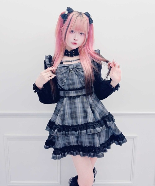 MA*RS(アメーバーマーズ)の「ハートチャームテープ×りぼんワンピース(ワンピース・レディース・ピンク/ネイビー/ブラック・FREE)」の7枚目の写真