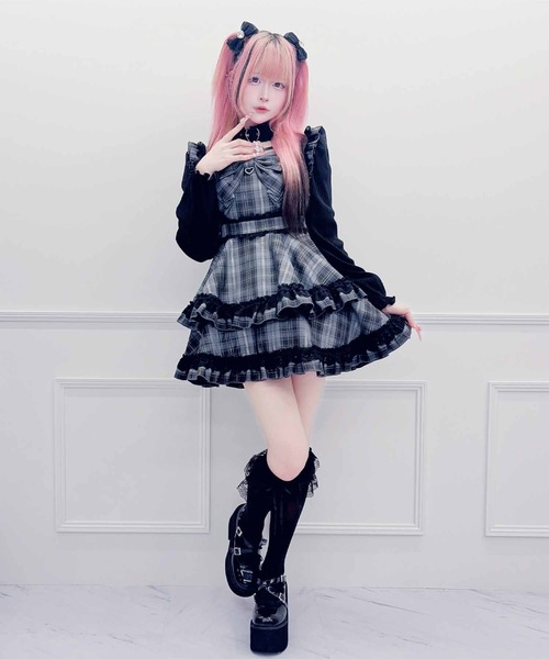 MA*RS(アメーバーマーズ)の「ハートチャームテープ×りぼんワンピース(ワンピース・レディース・ピンク/ネイビー/ブラック・FREE)」の9枚目の写真