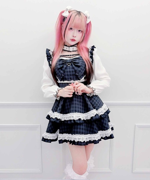 MA*RS(アメーバーマーズ)の「ハートチャームテープ×りぼんワンピース(ワンピース・レディース・ピンク/ネイビー/ブラック・FREE)」の10枚目の写真