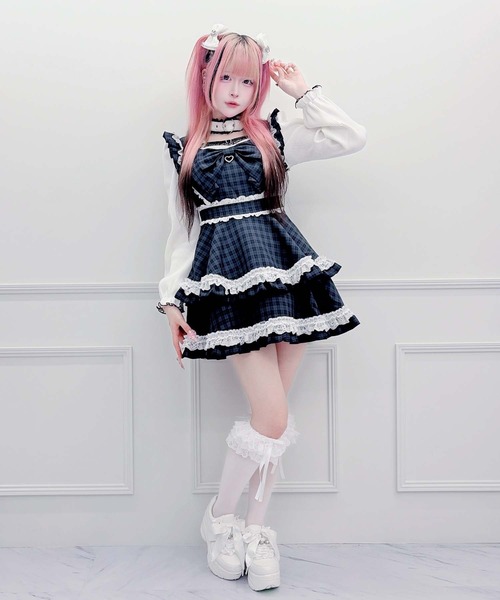 MA*RS(アメーバーマーズ)の「ハートチャームテープ×りぼんワンピース(ワンピース・レディース・ピンク/ネイビー/ブラック・FREE)」の12枚目の写真