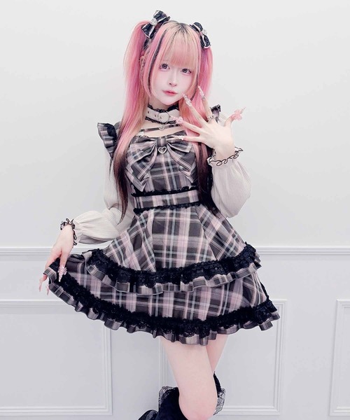 MA*RS(アメーバーマーズ)の「ハートチャームテープ×りぼんワンピース(ワンピース・レディース・ピンク/ネイビー/ブラック・FREE)」の13枚目の写真