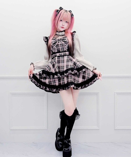 MA*RS(アメーバーマーズ)の「ハートチャームテープ×りぼんワンピース(ワンピース・レディース・ピンク/ネイビー/ブラック・FREE)」の15枚目の写真