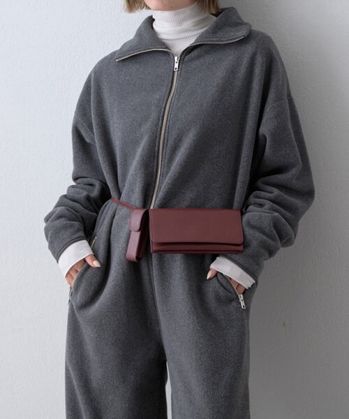 Whim Gazette(ウィムガゼット)の「<WEB限定>【THE PAUSE】フリースジップジャンプスーツ(つなぎ/オールインワン・レディース・チャコールグレー/アイボリー・FREE)」の3枚目の写真