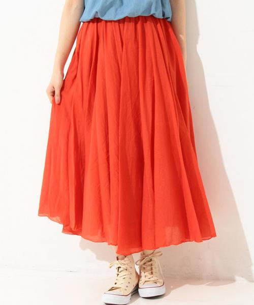 Another Edition（アナザーエディション）の「コットンボイルマキシスカート/AEBFC C/BOIL MAXI SK◆（スカート・レディース・オフホワイト/レッド/ライトブルー・FREE）」の3枚目の写真