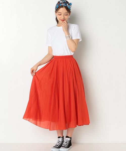 Another Edition（アナザーエディション）の「コットンボイルマキシスカート/AEBFC C/BOIL MAXI SK◆（スカート・レディース・オフホワイト/レッド/ライトブルー・FREE）」の9枚目の写真