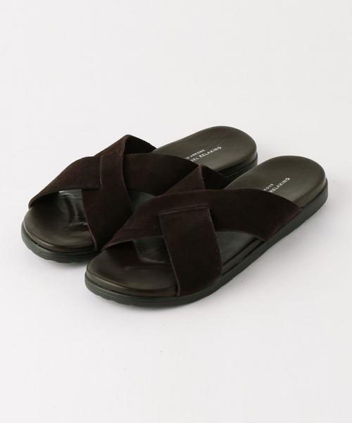 green label relaxing（グリーンレーベルリラクシング）の「BC スエード クロス サンダル◆（サンダル・メンズ・ダークブラウン/ブラック・43/42/41）」の2枚目の写真