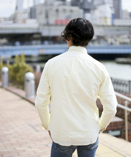 Denime(ドゥニーム)の「オックスフォードBDシャツ(シャツ/ブラウス・メンズ・ネイビー/イエロー/ホワイト/ブルー・LARGE/SMALL/X-LARGE/MEDIUM)」の17枚目の写真