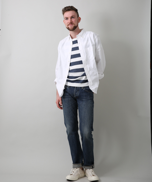 Denime(ドゥニーム)の「オックスフォードBDシャツ(シャツ/ブラウス・メンズ・ネイビー/イエロー/ホワイト/ブルー・LARGE/SMALL/X-LARGE/MEDIUM)」の22枚目の写真