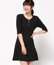 WEGO | WEGO/ハーフZIPリブ5分袖ワンピース(ワンピース)
