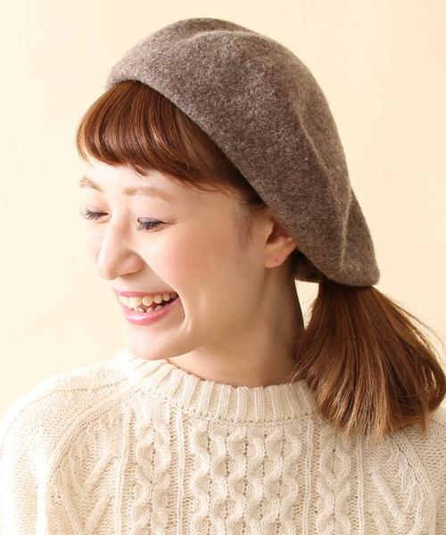 coen（コーエン）の「カラーベレー2（ハンチング/ベレー帽・レディース・ブラック/グレー/モカ/ベージュ・FREE）」の4枚目の写真
