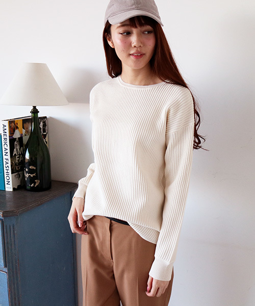 N.（N. Natural Beauty Basic）（エヌエヌナチュラルビューティーベーシック）の「◆ワッフルニット（ニット/セーター・レディース・ホワイト/レッド/グレー・MEDIUM）」の2枚目の写真