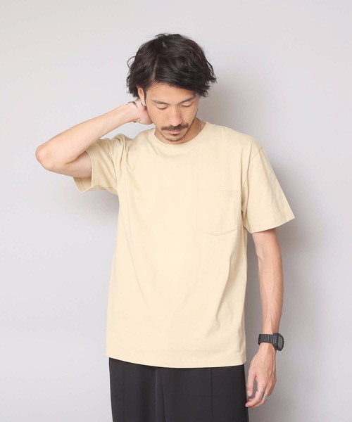 HANES（ヘインズ）の「【HANES】BEEFY-T ポケットＴシャツ H5190/ヘインズ/ビーフィー/Tシャツ　無地/ユニセックス  ヘビーウェイト（Tシャツ/カットソー・メンズ・ネイビー/ブラック/グレー/ホワイト/チャコールグレー/ライトピンク/レッド/ライトブルー/ベージュ/ダークパープル/ダークグリーン/イエロー/カーキ/グリーン/スミクロ/レッド系その他/ブルー/ライトベージュ・LARGE/SMALL/MEDIUM/X-LARGE/X-SMALL）」の6枚目の写真