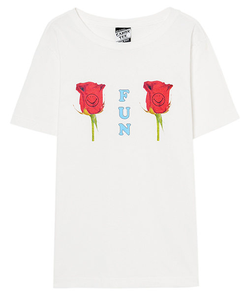 Candy Stripper（キャンディストリッパー）の「FUNNY ROSE TEE（Tシャツ/カットソー・レディース・オフホワイト/チャコール/ネイビー/イエロー・2/3）」の2枚目の写真