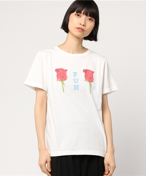 Candy Stripper（キャンディストリッパー）の「FUNNY ROSE TEE（Tシャツ/カットソー・レディース・オフホワイト/チャコール/ネイビー/イエロー・2/3）」の12枚目の写真