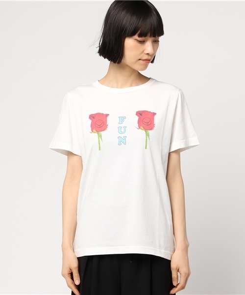 Candy Stripper（キャンディストリッパー）の「FUNNY ROSE TEE（Tシャツ/カットソー・レディース・オフホワイト/チャコール/ネイビー/イエロー・2/3）」の5枚目の写真