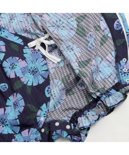 apres les cours（アプレレクール）の「女の子タイル花柄甚平ロンパス（浴衣・キッズ・ネイビー/オフホワイト・70/80）」の9枚目の写真