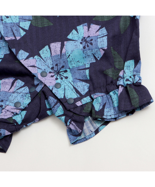 apres les cours（アプレレクール）の「女の子タイル花柄甚平ロンパス（浴衣・キッズ・ネイビー/オフホワイト・70/80）」の10枚目の写真