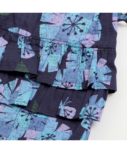 apres les cours（アプレレクール）の「女の子タイル花柄甚平ロンパス（浴衣・キッズ・ネイビー/オフホワイト・70/80）」の11枚目の写真