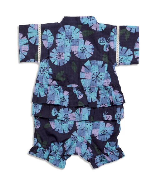 apres les cours（アプレレクール）の「女の子タイル花柄甚平ロンパス（浴衣・キッズ・ネイビー/オフホワイト・70/80）」の20枚目の写真