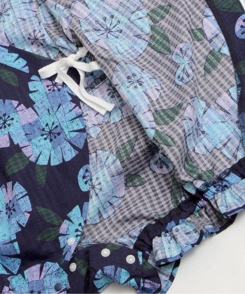 apres les cours（アプレレクール）の「女の子タイル花柄甚平ロンパス（浴衣・キッズ・ネイビー/オフホワイト・70/80）」の18枚目の写真