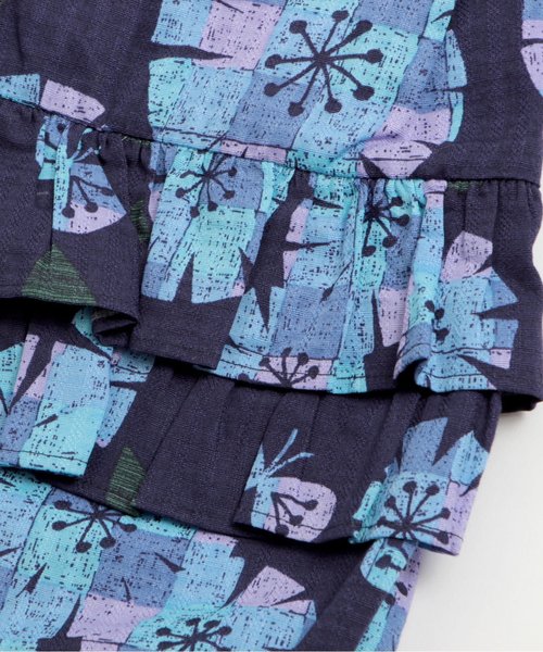 apres les cours（アプレレクール）の「女の子タイル花柄甚平ロンパス（浴衣・キッズ・ネイビー/オフホワイト・70/80）」の12枚目の写真