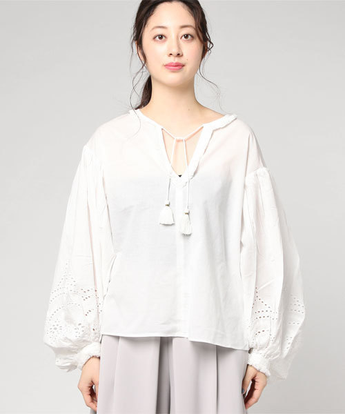 MOUSSY（マウジー）の「LACE SLEEVE BLOUSE（Tシャツ/カットソー・レディース・ホワイト/ブラック/オレンジ系その他・FREE）」の13枚目の写真