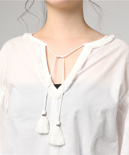 MOUSSY（マウジー）の「LACE SLEEVE BLOUSE（Tシャツ/カットソー・レディース・ホワイト/ブラック/オレンジ系その他・FREE）」の8枚目の写真