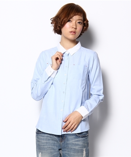 WEGO（ウィゴー）の「クレリックムジシャツ（シャツ/ブラウス・レディース・ホワイト/ブルー/サックスブルー/ライトピンク・FREE）」の2枚目の写真